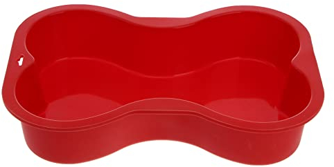 DOITOOL Molde De Silicona Para Pastel De Perro Forma De Hueso Apto Para Horno y Microondas Para Cumpleaños De Mascotas Rojo