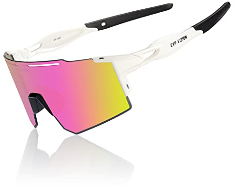 EXP VISION Occhiali da Ciclismo Polarizzati UV 400 Occhiali Sportivi Antivento Bicicletta Occhiali Da Corsa Escursioni Golf Pesca Guidare (Rosa)