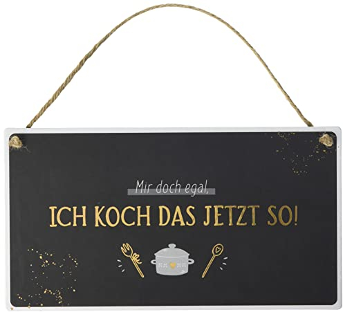 Grafik-Werkstatt Deko-Schild aus Pappe mit Kordel | Wand-Dekoration | Ich koch das jetzt so, schwarz, lang