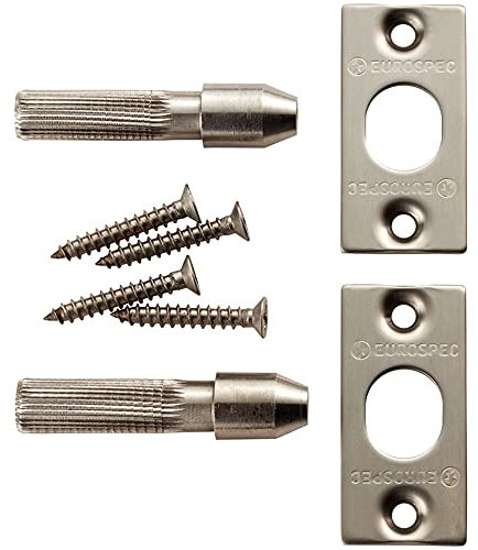 Security Hinge Bolt Set - 56 x 13mm Bolt - Fixing Plates - Satin Stainless Steel | Standard Home Door Hinge - Interior Door, Cabinet, Wardrobe - Various Sizes & Finishes Available