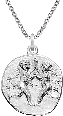 trendor Sternzeichen Zwillinge Ø 20 mm und Halskette 925 Silber Tierkreiszeichen Anhänger für Damen oder Herren, zauberhafte Sternzeichenkette 51610-06-60 60 cm