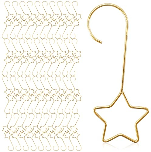100 Stück Weihnachtsbaum S-Haken,Sterne Weihnachtsbaumschmuck Baumhaken, Kugelaufhänger Weihnachtsbaumanhänger, Gold Eihnachtsbaum Haken, Aufhänger für Weihnachten Christbaumkugel