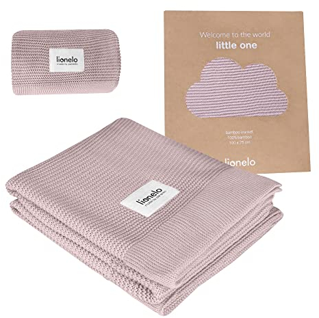 Lionelo Bamboo Blanket, Babydecke Newborn, Kuscheldecke Baby, leichte Bambusdecke, Wickelauflage, 100% Baumwolle, natürlich weich, antibakteriell, hypoallergisch, vom 1. Lebenstag an, 100x75cm (Rosa)