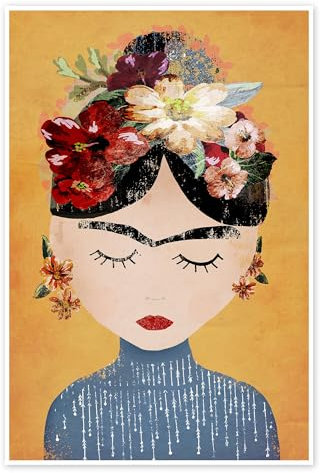 Frida Kahlo mit Blumenkranz Poster von treechild 60 x 90 cm Wandbilder Wanddeko