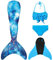 DNFUN meerjungfrauenflosse mädchen Badeanzug - Meerjungfrauenschwanz Schwimmen für Kinder Meerjungfrau Flosse Bademode mit Bikini Set und Monoflosse Mermaid Tail