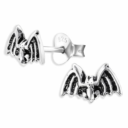 Monkimau Fledermaus Ohrstecker Ohrringe aus 925 Silber Schmuck Silberohrringe Medizinisch für Kinder Mädchen Damen Frauen