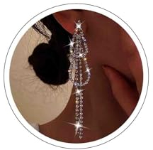 Atentuyi Lange Quaste Strass Ohrringe Strass Kette Ohrringe Kristall Kronleuchter Silber Ohrringe Funkelnde Strass Ohrringe Schmuck für Frauen und Mädchen