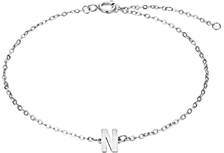 Bungsa Armkette mit Buchstaben-Anhänger Silber aus Edelstahl Unisex - Buchstabe N