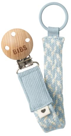 BIBS Pacifier Clip. Schnullerkette. Bio-Baumwolle. Dänisches Design. 100% Bio-Baumwolle, 0-36 Monate, Baby Blue/Ivory