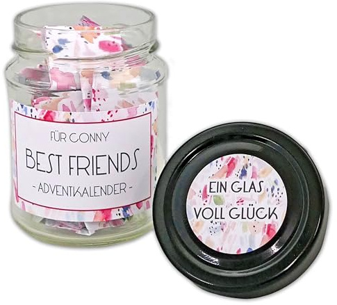 FEENSTAUB Adventskalender beste Freundin, persönlicher Adventskalender für Freundinnen, ergänze 24 Anfangssätze mit persönlichen Gedanken & Erinnerungen zu eurer Freundschaft, für beste Freundin