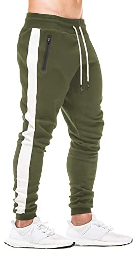 JustSun Pantaloni da Jogging da Uomo in Cotone con Zip Tasche