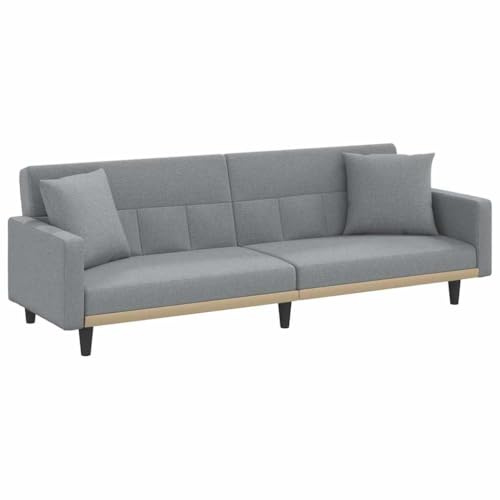 vidaXL Schlafsofa mit Kissen, Sofa mit verstellbaren Rückenlehnen, Couch für Wohnzimmer, Schlafcouch Bettsofa Sofabett Metallfüße, Hellgrau Stoff