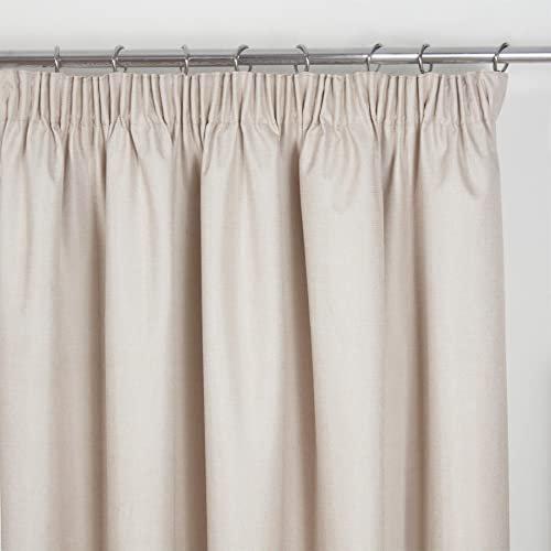 Sundour Eclipse Blackout Pencil Pleat Curtains Natural Beige 46x54 Fully Lined Curtain Pair