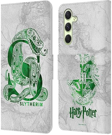 Head Case Designs Offizielle Harry Potter Slytherin Aguamenti Deathly Hallows IX Leder Brieftaschen Handyhülle Hülle Huelle kompatibel mit Samsung Galaxy A54 5G