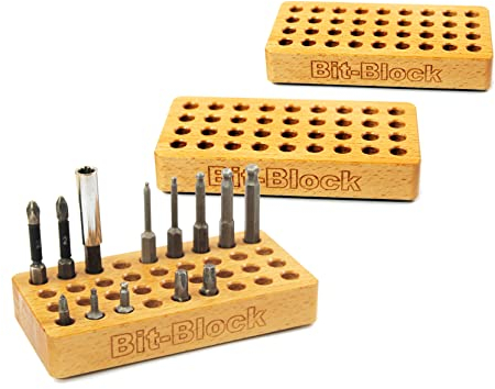 Bit-Block 3er Set - Der Werkstatt Bitständer Leerbox Bithalter Tischaufsteller und Schubladeneinlage Bit Aufbewahrung Organisation Organizer leer