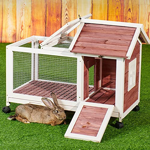Kaninchenkäfig, Kaninchenstall, Hasenkäfige für Kaninchen, Kleintierhäuser und Lebensräume, rollender großer Hasenkäfig mit tieferen, auslaufsicheren Schalen - 4 Rollen enthalten (Farbe: C1, Größe: