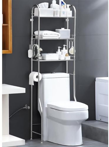 RCJCQSR Meuble Machine à Laver, Etagère De Salle De Bain 3 Étagères, Meuble De Rangement Au-Dessus des Toilettes WC Ou Lave-Linge Meuble Etagères De WC