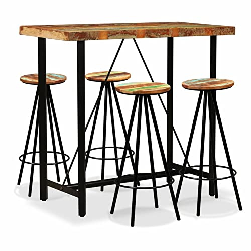 BaraSh 5-TLG. Bar-Set Altholz Massiv Bar Tresen Arbeitstisch KüChe