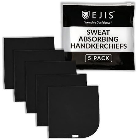 Ejis Schweißabsorbierendes Taschentuch (5er-Pack) – Schwarz, Schwarz, 12x12