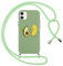 Foonary Funda con Cuerda para Apple iPhone 11 6,1, Carcasa Ultrafina Silicona Aesthetic Dibujos Case con Ajustable Collar Correa de Cuello Cordón Antigolpes Cover para iPhone 11, Aguacate