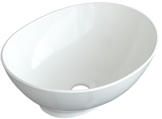 Waschschale oval Badezimmer Aufsatzwaschbecken Aufsatzbecken 41x33x14 cm klein weiß Bad Gäste wc ohne Unterschrank Handwaschbecken ohne Überlauf ultradünner Rand