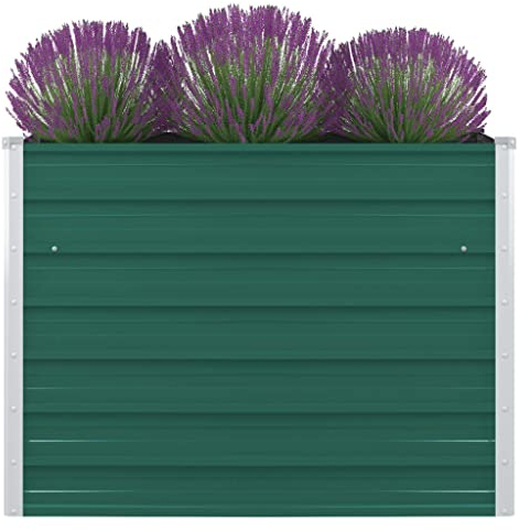 ShCuShan Hochbeet 100 x 100 x 77 cm Verzinkter Stahl Grün Hochbett Garten Hochbeete-Kit