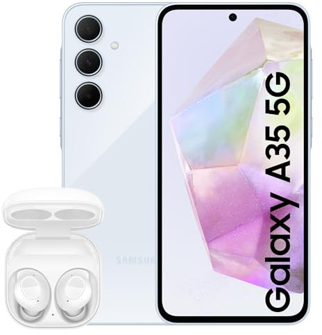 Samsung Galaxy A35 5G, Factory Unlocked Android Smartphone, 256GB, 8GB RAM, Awesome Iceblue Galaxy Buds FE Wireless Earbuds (UK Version)