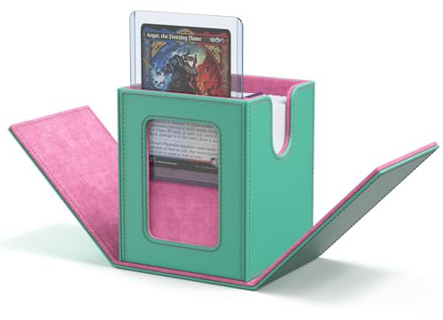 ZLCA MTG Deck Box mit Commander Display, Magnetic Sammelkarten Box für 100+ hüllen Karten, Premium Karten Aufbewahrungsbox mit 2 kartentrenner 1 Toploader Kompatibel mit Trading Cards (Aqua&Pink)