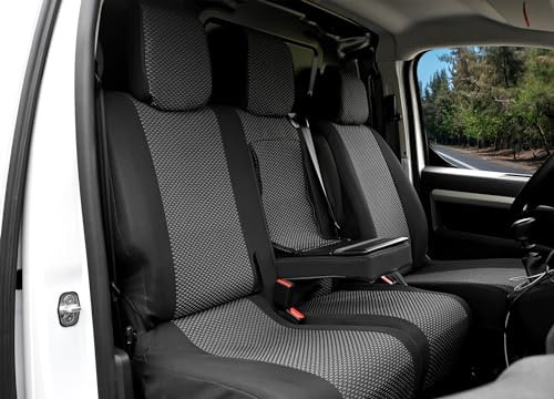 Z4L Maßgefertigte Sitzbezüge geeignet für Zafira Life ab 2020 / Vivaro ab 2020 - Polstermaterial - 3 Sitze Passgenau für Version mit Tisch Vorne auf dem Beifahrersitz