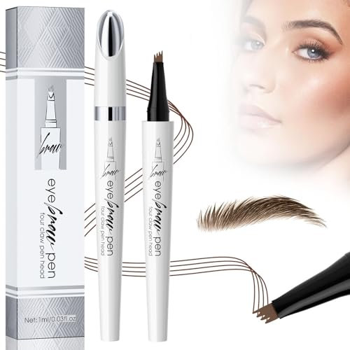 2024 Neu 3D Mikro Magischer Augenbrauenstift, Wasserdichter Augenbrauenstift mit 4 Gabelspitze Applikator, Wasserfester Eyebrow Pencil Erzeugt Mühelos Natürlich Aussehende Brauen (1# Hellbraun)