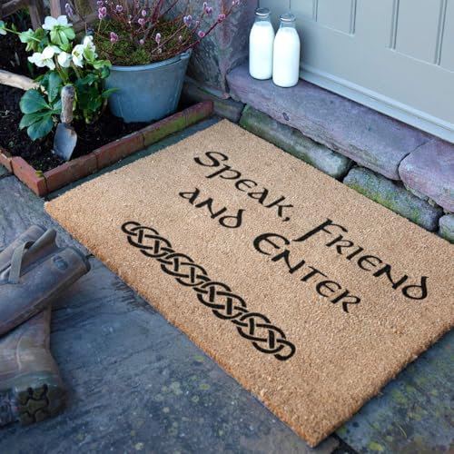 Artsy Mats - Speak Friend and Enter Coir Doormat - Made from Tufted Coconut Fibre - Non-Slip Natural Rubber Backed Doormats Indoor - Heavy Duty, Decorative Outdoor Mats (90 x 60cm)