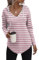 Cuptacc Hoodie Damen Sweatshirt Hooded Jacket Hoodie Long Sleeve Hoodie Sport Style Casual Fitness Basic Training Dickes Dunkelrosaweiß Streifen L