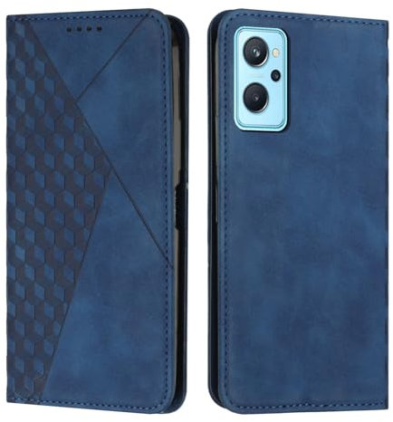 KOUYI Compatible avec Oppo REALME 9i 5G/REALME V20 Étui Portefeuille, Fentes pour Cartes à Rabat en Cuir synthétique PU, béquille à Fermeture magnétique, étuis antichocs (Bleu)