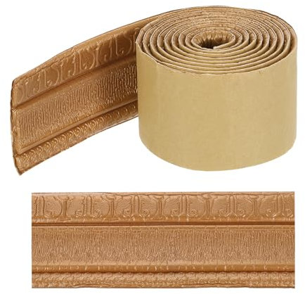 sourcing map 3D Wall Edging Self-Adhesive 89x3.1 Flexible Peel and Stick Molding Trim for Wall Mirror Door Wardrobe Gap Sealing Frame Lines, Copper