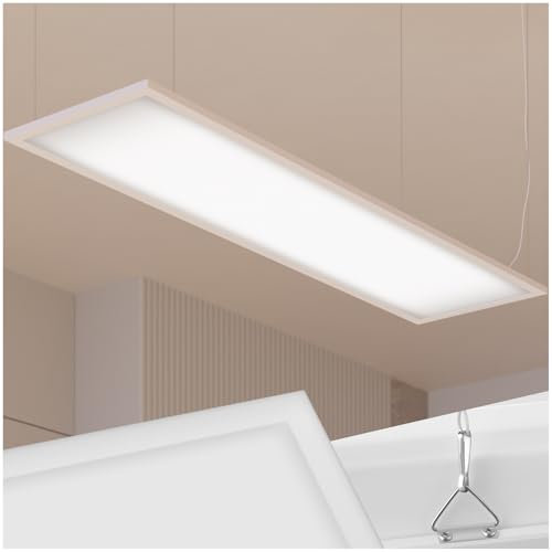 tectake® LED Paneel, LED Panel utraflach, als Wandlampe und Deckenlampe nutzbar, Deckenleuchte warmweiß, für indirekte Beleuchtung, als Lampe Flur, Deckenleuchte Wohnzimmer - 119,5 x 29,5 cm