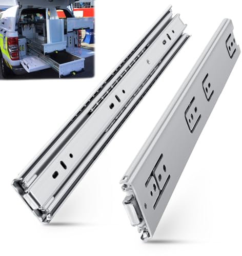 SLIDEWAY 90Kg Heavy Duty Drawer Runners Slides, 300 350 400 450 500 750 1000 mm Load Capacity Drawer Slide Full Extension Ball Bearing Draw Runner,Side Mount Rails Track Glides 1 Pair -14(350mm)