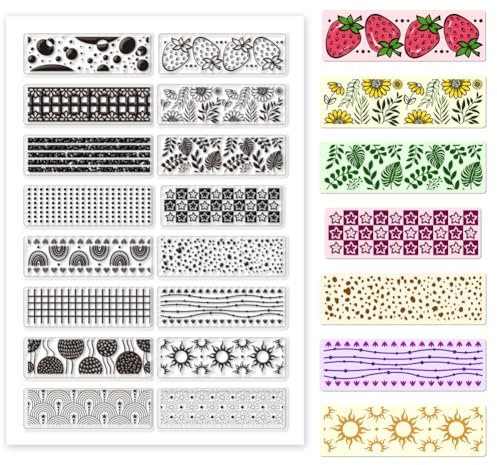 PH PandaHall Niedlicher klarer Stempel, 16 Styles Cartoon Obst Blume Plaid Silikon Stempel Transparenter Gummistempel Siegel-Stempel für Kartenherstellung Dekoration, Journal, DIY Scrapbooking, 1pc