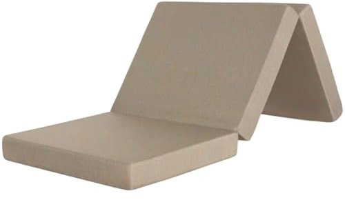 HOMEDI - Premium-klappmatratze 120x195x10 cm - ECO-Schaum, Beige waschbarer Bezug mit Griff - Ideal für Camper, Wohnwagen und Gäste - Öko-Tex Zertifiziert