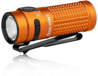 OLIGHT Baton 4 LED kleine Taschenlampe wiederaufladbare bis zu 1300 Lumen, 170 Meter Leuchtweite Superhelle mini Handlampe mit 6 Modi, 30 Tage Laufzeit stark Flashlight IPX8 für Alltag Orange