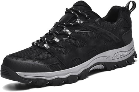 Unitysow Trekking Hiking Shoes Men’s Walking Shoes Low Rise Outdoor Camping Trainers Backpacking Climbing Sneaker,Black,5 UK