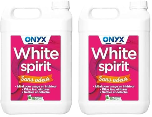 Onyx - White Spirit Sans Odeur - Solvant Diluant Peintures et Vernis - Produit Nettoyant Décapant Peinture - Fabrication Française - 5L (Lot de 2)