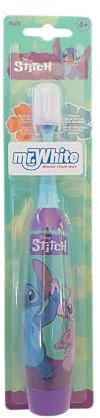 Disney Stitch Brosse à dents électrique à piles pour enfants – Poils arrondis doux, vibrations améliorées, capuchon de protection et batterie incluses | Soins bucco-dentaires doux et amusants pour les