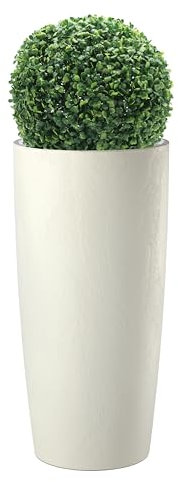 Tecnokit Erba Vaso Alto per Piante da Interno ed Esterno Design Moderno con Effetto Cemento Mandorla e Antracite Fioriera Alta con Sottovaso Musa Matte 35x70 e 35x90 (Mandorla, 35x70 con bosso cm 38)