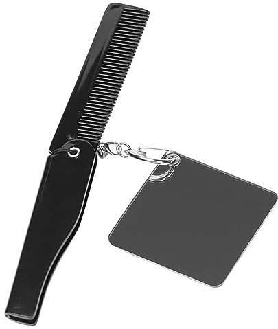 LOLIPPYY Kleiner Klappbarer Bartkamm Faltbarer Feinzahnkamm Für Männer Reisekamm Mit Spiegel Kompakt Und Tragbar