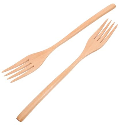 CIYODO 2pcs Wooden Mixing Forks Large Salad Fork for Cooking Stirring Serving