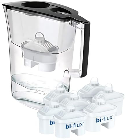 Laica Caraffa Filtrante Prime Line, Nero, Capacità 3.0L, Con 7 Filtri Bi-Flux, Preserva sali minerali, riduce cloro e metalli pesanti, sostanze chimiche contaminanti e durezza- Made in Italy