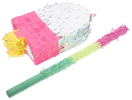 Eis Am Stiel Piñata aus Papier, 1 Satz mit Stab für Kinder | Geburtstags und Karnevalsdeko, Sichere Spielaktivität, für Mädchen und Jungen, als Partyüberraschung