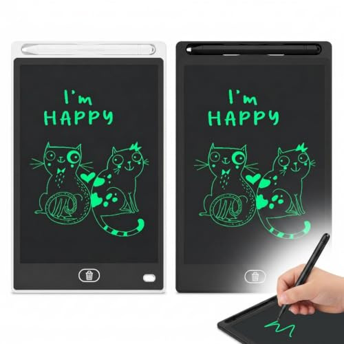 2 Pcs 8.5 Inch LCD Writing Tablet with Pen for Adults, Erasable Electronic Writing Pad with Lock Function, Reusable Digital Notepad for Office Notes, Messages, Sketching and Home Study (Black White)