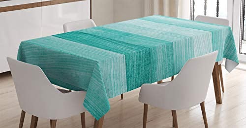 ABAKUHAUS Türkis Tischdecke, Osterferien Theme, Pflegeleicht Waschbar Schmutzabweisend und mit Klaren Farben Hochwertiger Druck, 140 x 240 cm, Weiß Türkis