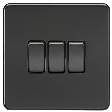 Knightsbridge SF4000MBB Screwless 3G 2-Way Switch Rockers, 230 V, Matt Black